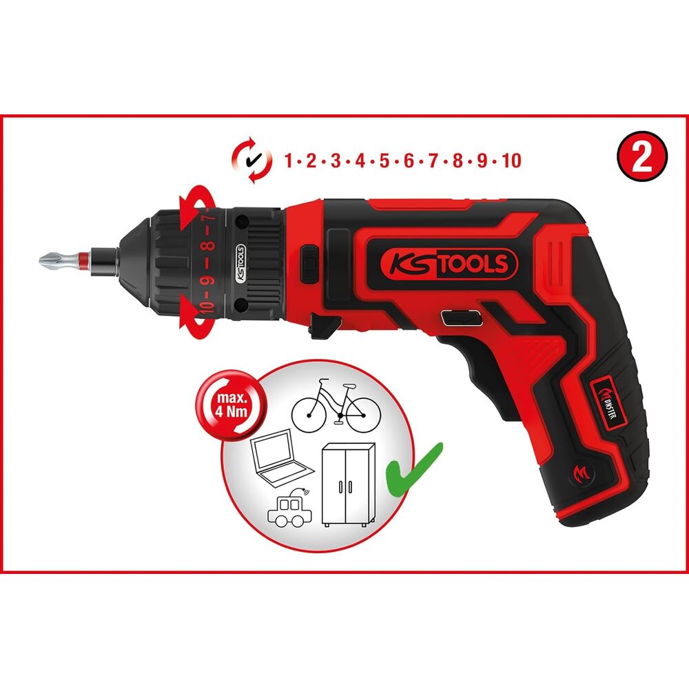 KS-Tools - Adventskalender mit Mini-Akkuschrauber-Satz und Bits, 31-tlg - 515.669