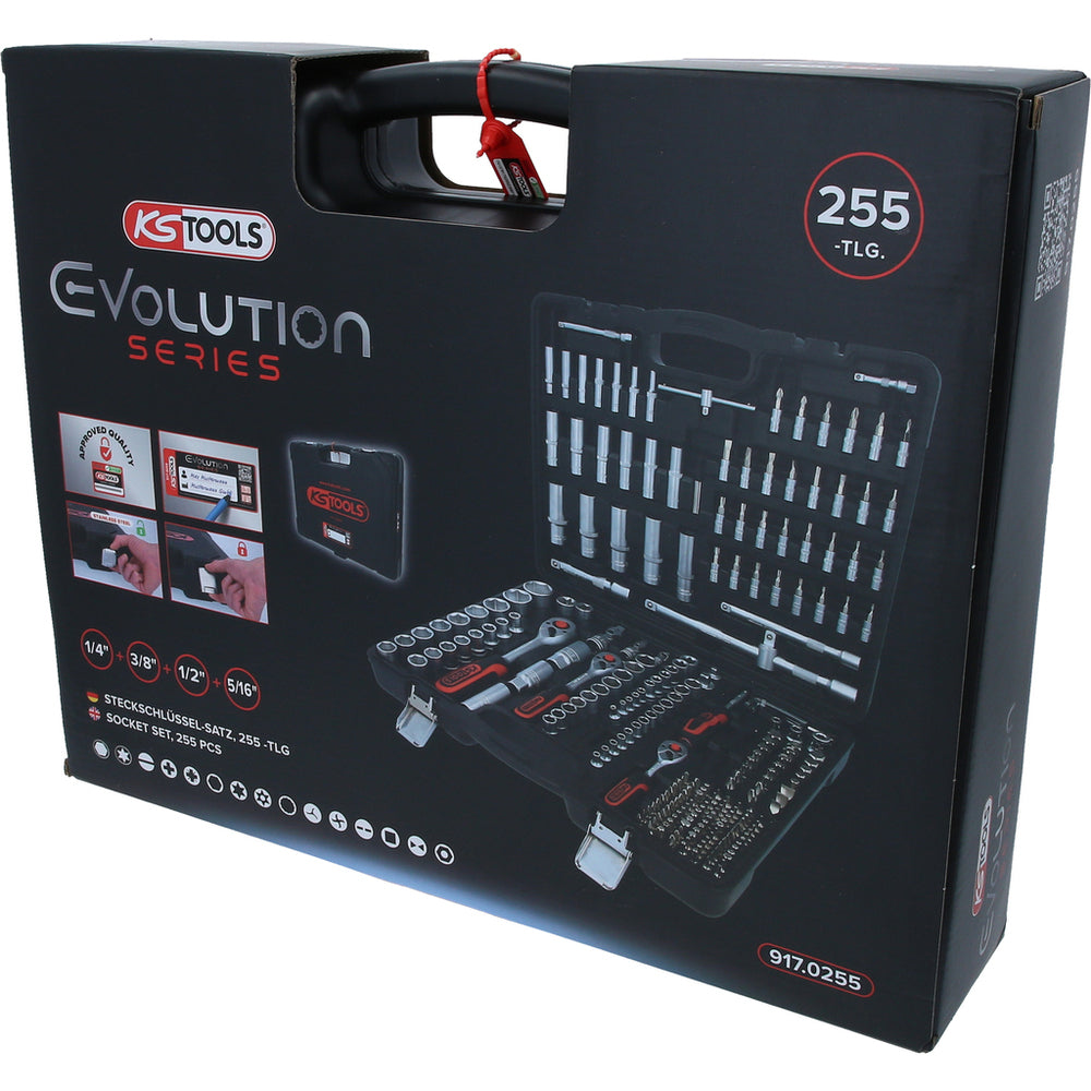 KS Tools - 1/4"+3/8"+1/2" Steckschlüssel-Satz, 255-tlg - 917.0255