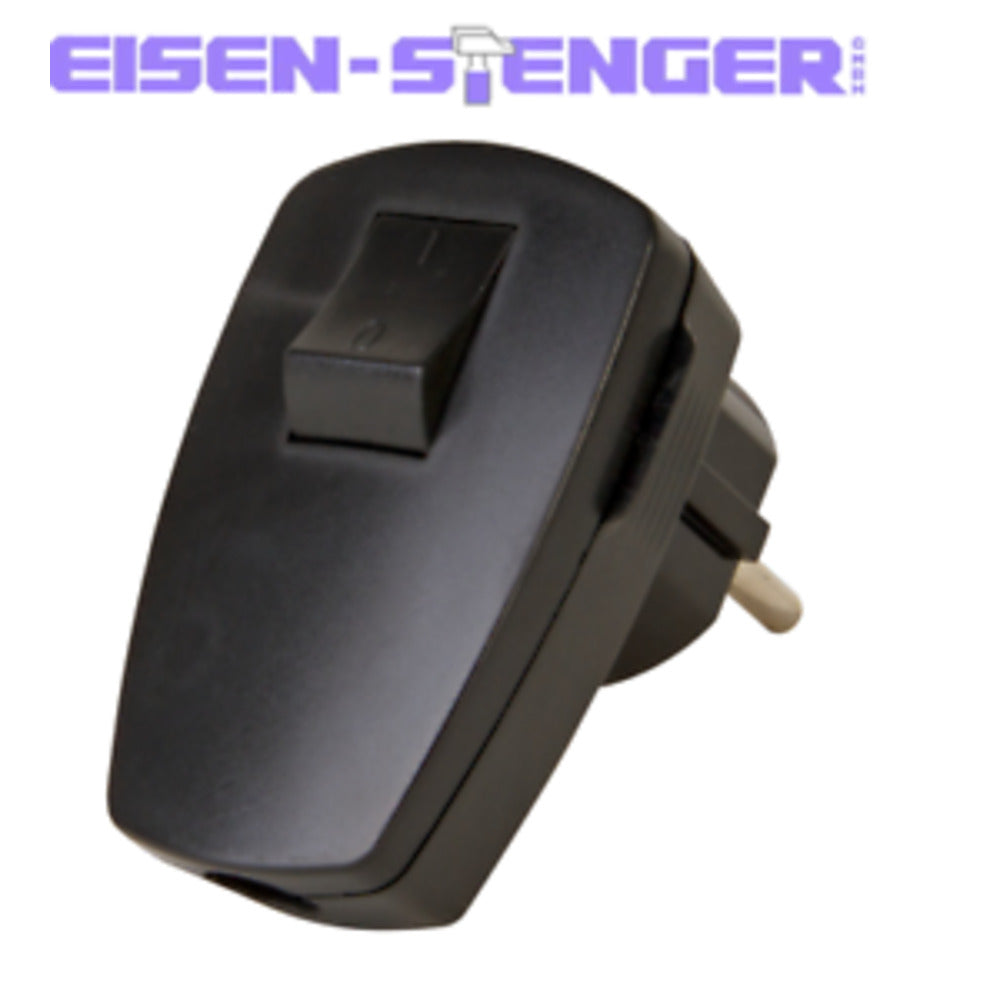 Kopp - Kunststoff-Schutzkontakt-Stecker, mit 2-poligem Wippenschalter, schwarz - 170405009
