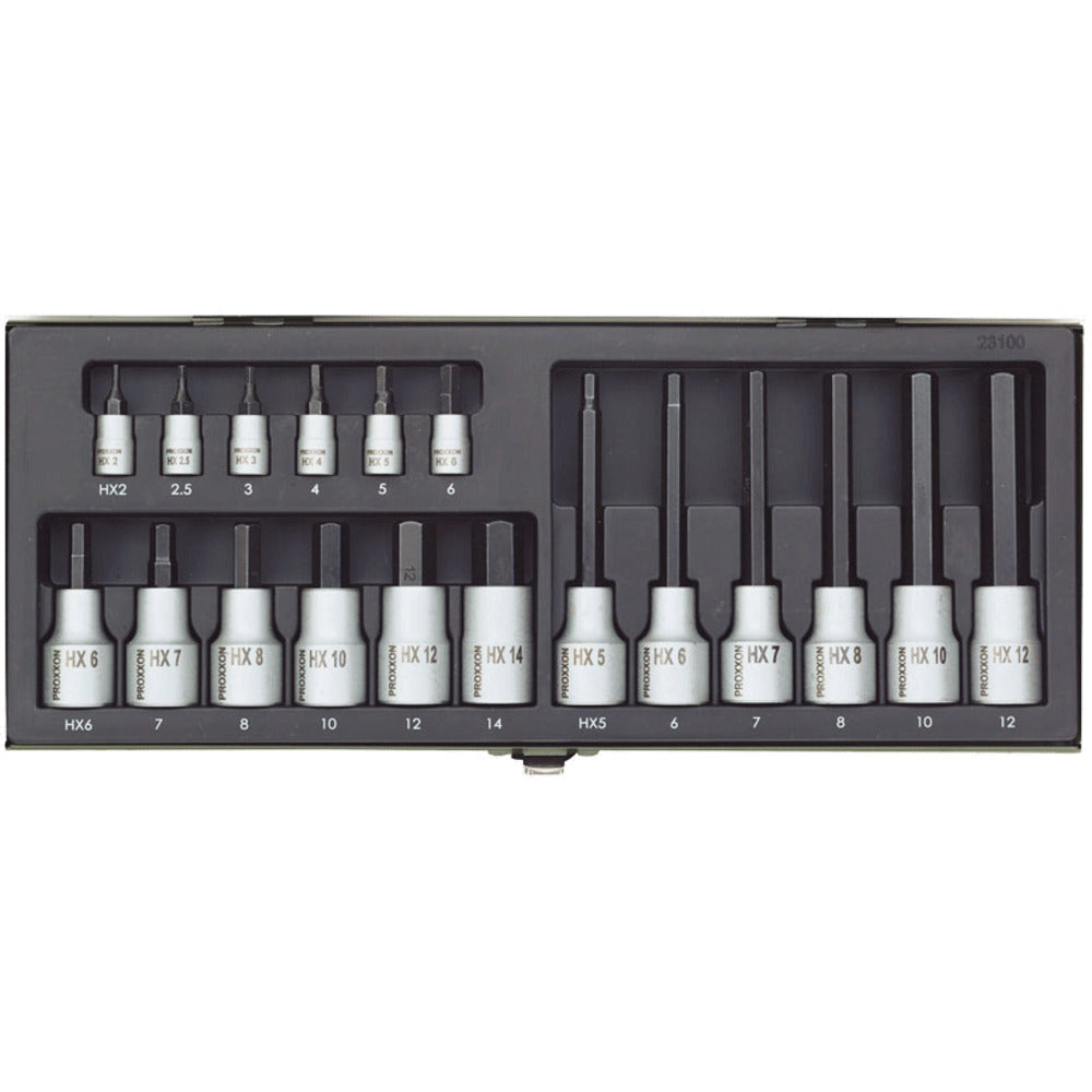 Proxxon - Steckschlüsselsatz HX, 1/4" + 1/2" (18-teilig) - 23100