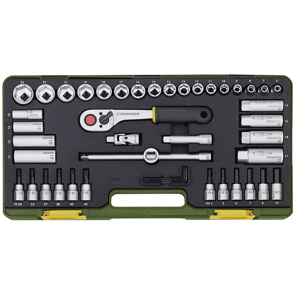 Proxxon - Steckschlüsselsatz mit Knüppelratsche, 3/8" (47-teilig) - 23282