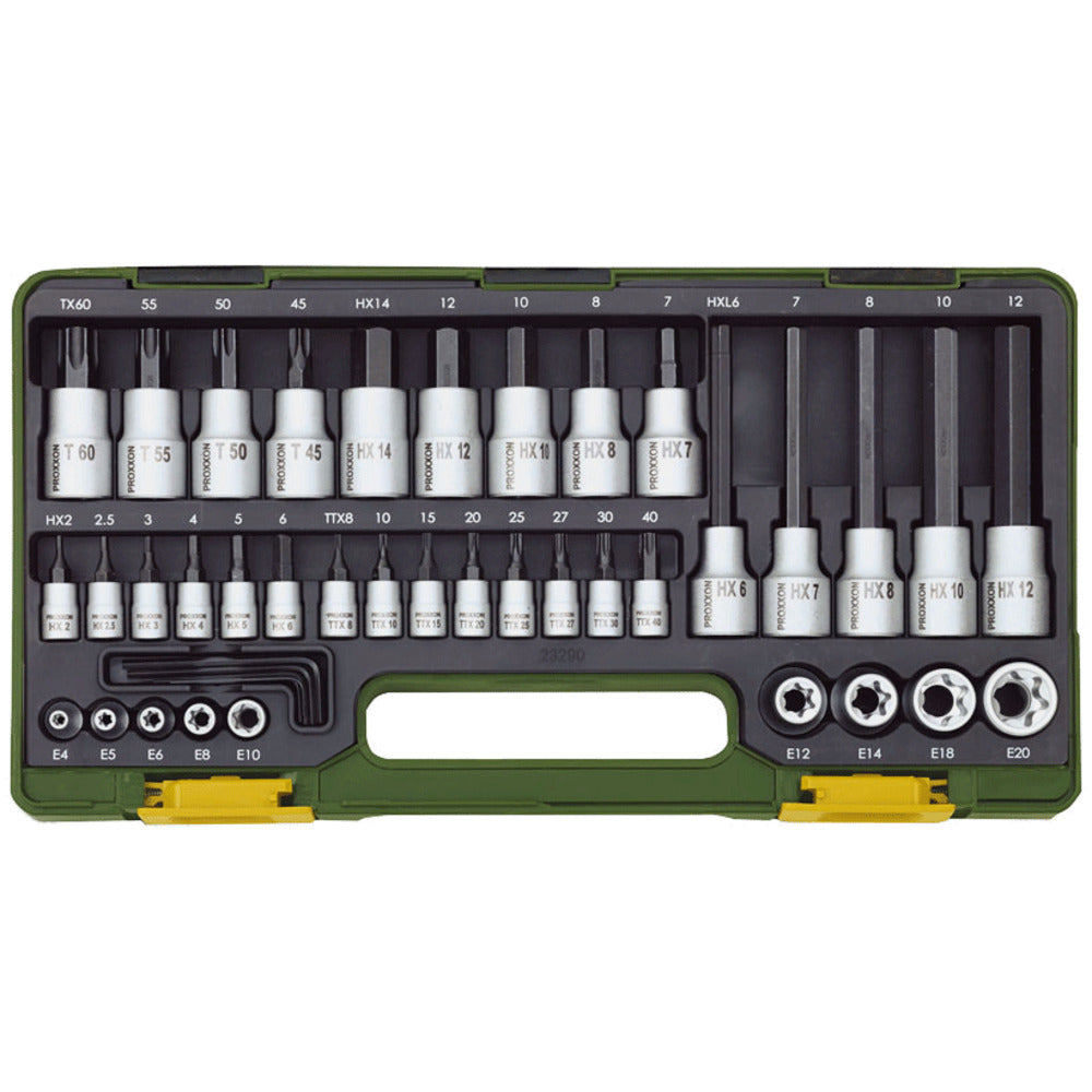Proxxon - Steckschlüsselsatz HX + TX, 1/4" + 1/2" (42-teilig) - 23290