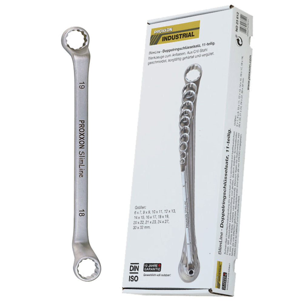 Proxxon - SlimLine Doppel-Ringschlüsselsatz von 6 x 7 bis 30 x 32 mm (11-teilig) - 23812