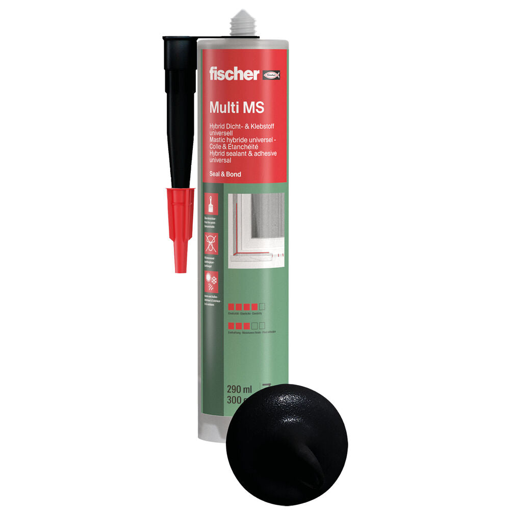 Fischer - Dicht- und Bauklebstoff Multi MS schwarz 290 ml - 503319