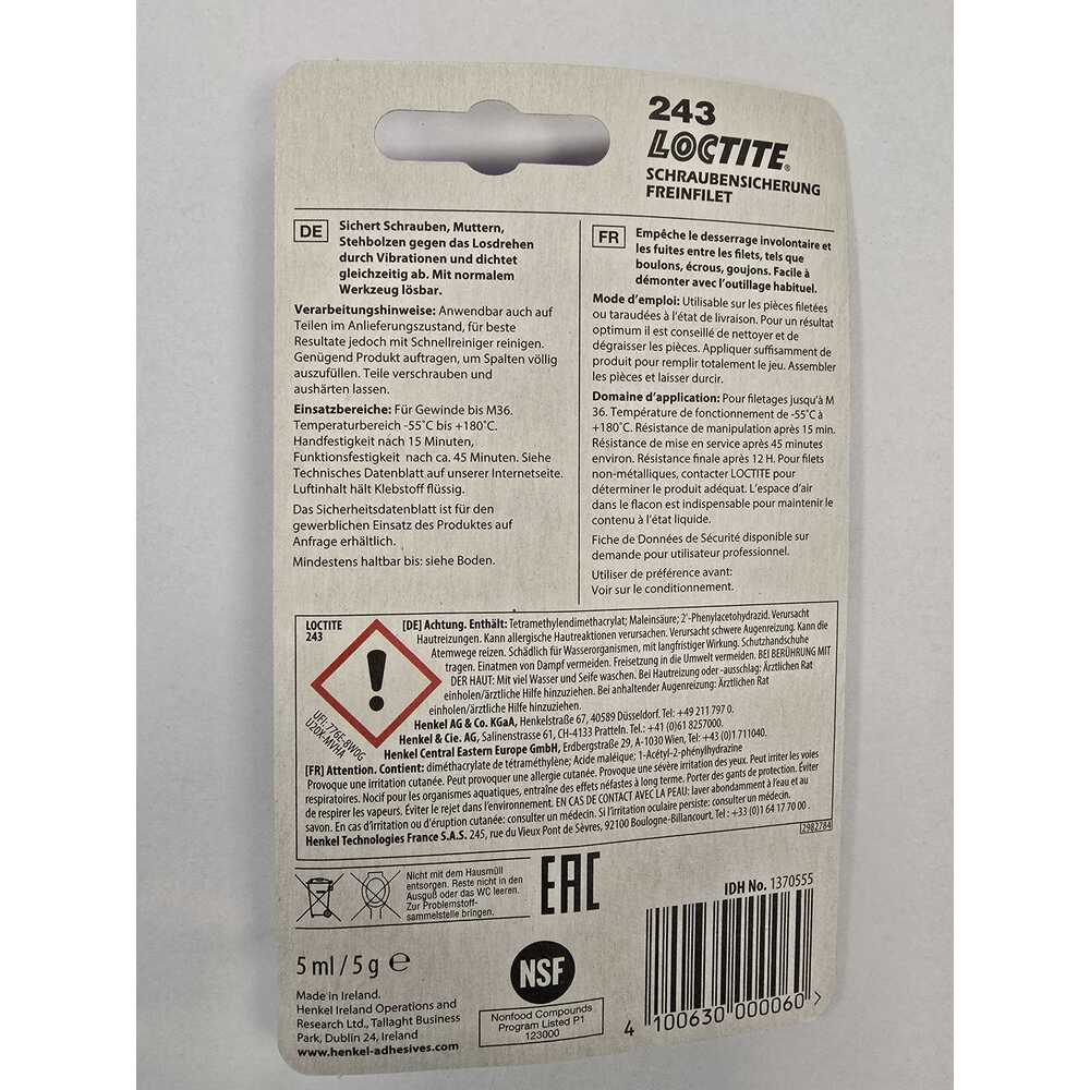 Henkel - Loctite 243 Schraubensicherung 5 ml - 1370555