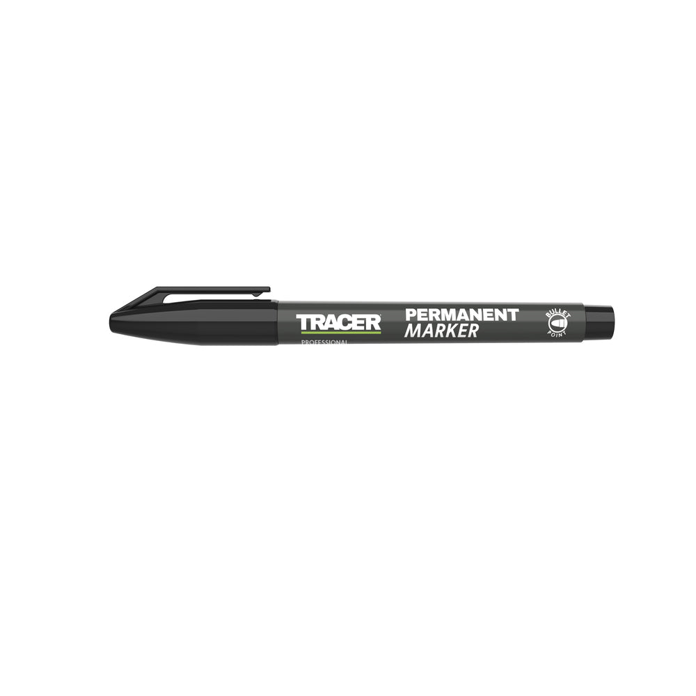 Tracer - Permanentbaumarker mit Feinspitze (1-2mm Universalmarker mit Rundspitze und schnell trocknender Tinte) - Schwarz