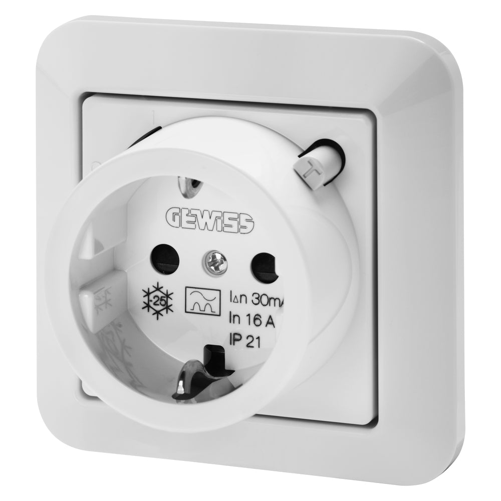 Gewiss - Steckdose mit Fehlerstrom-Schutzschalter, 16 A 30 mA IP21 - GW95522