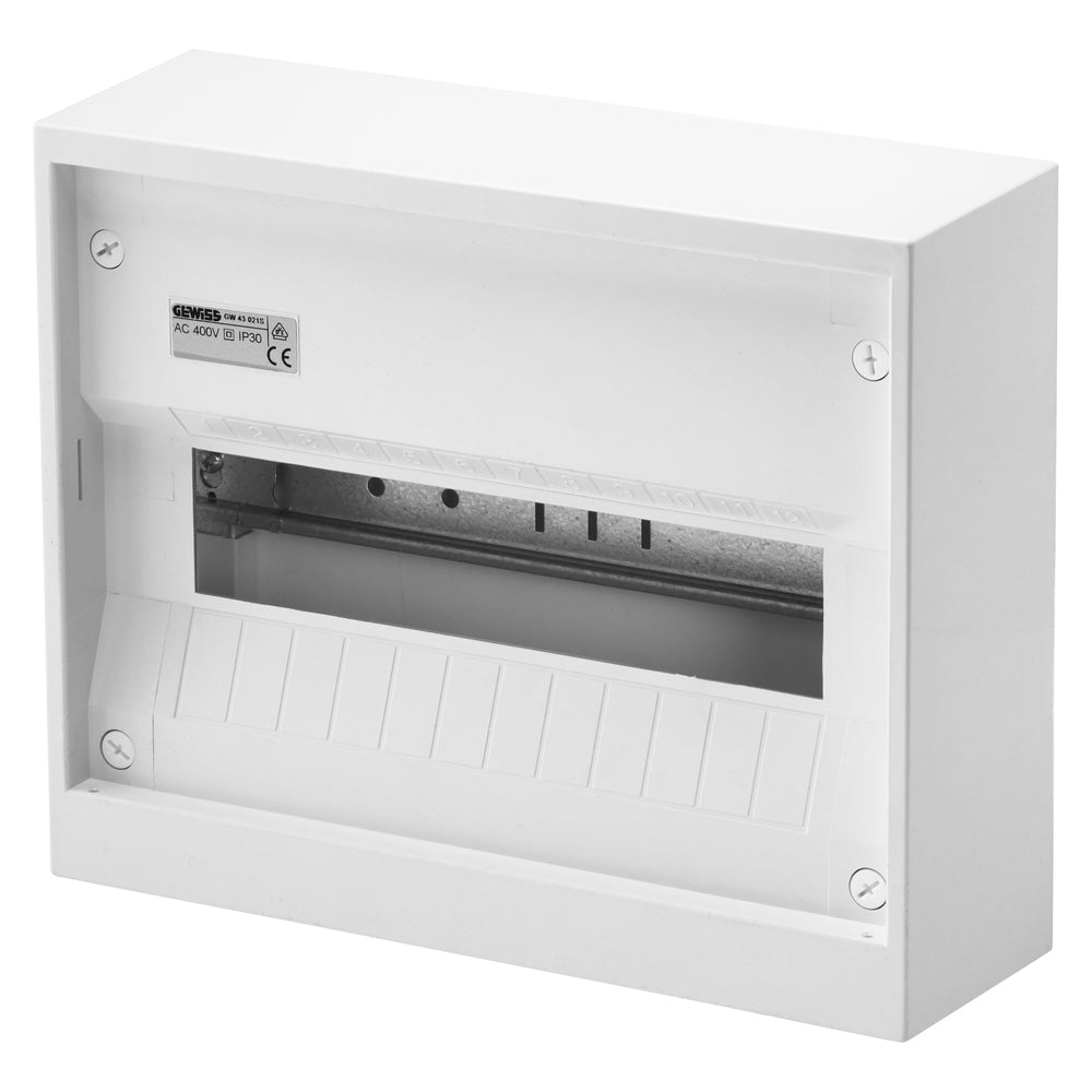 Gewiss - Aufputzverteiler. Deutscher Standard, mit Klemmleiste (12 TE - IP30) - GW43021S