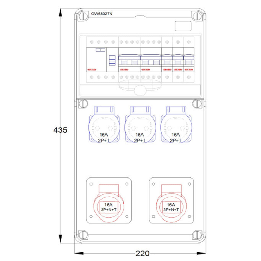Gewiss - Energieverteiler ST-KOM 3XST/230/16/3P 2XIEC 400/16A 5P