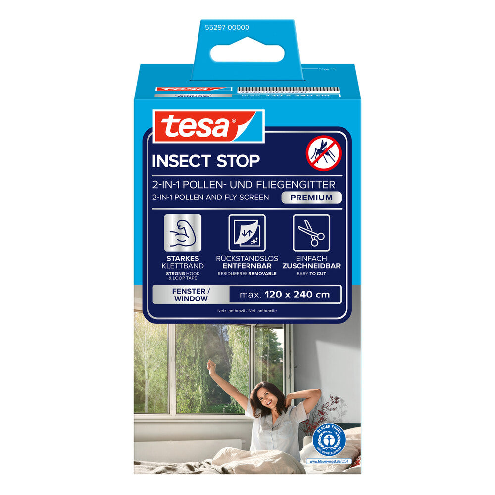 Tesa - tesa Pollenschutz-Gitter anthrazit 2,40 m : 1,20 m - 55297-00000-01