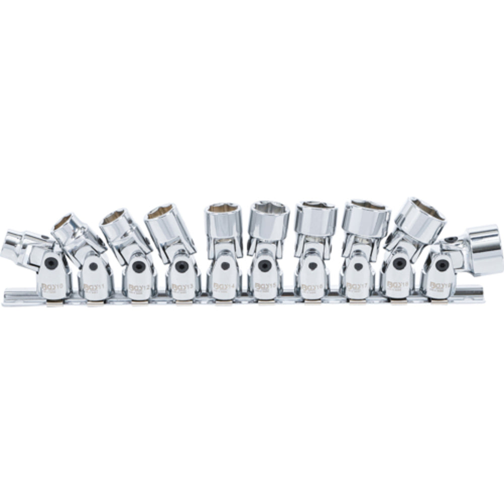 BGS - Kardangelenk-Einsatz-Satz Sechskant | Antrieb Innenvierkant 10 mm (3/8 Zoll) | SW 10 - 19 mm | 10-tlg. - 205