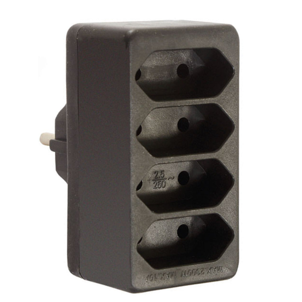 as Schwabe EuroStecker 4fach, schwarz (ohne KiSi) 48412