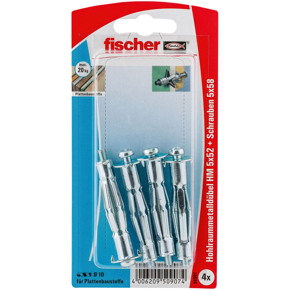 Fischer - Hohlraum-Metalldübel HM 5 x 52 S mit metrischer Schraube - 50907