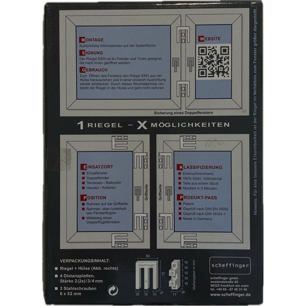 Fenstersicherung Aufhebelschutz EM3 RAL7093