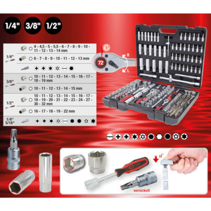 KS-Tools - 1/4" + 3/8" + 1/2" Steckschlüssel-Satz, 195-tlg. - 917.0795