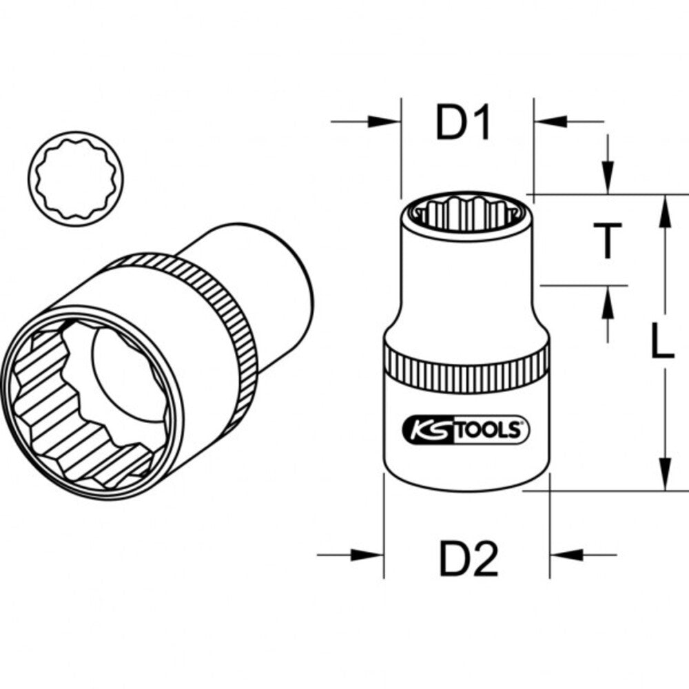 KS-Tools - 1/2" 12-kant-Stecknuss, 24mm - 911.1584