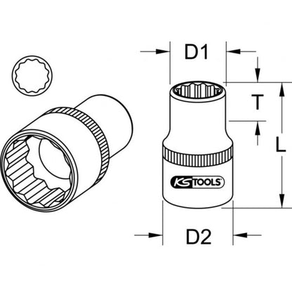 KS-Tools - 1/2" 12-kant-Stecknuss, 24mm - 911.1584