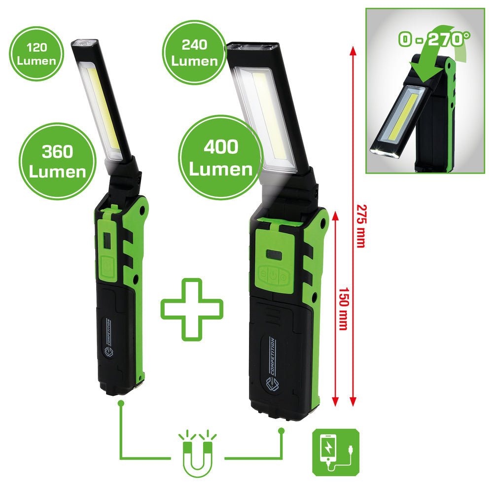 KS Tools - COMPETITION LED-Arbeitslampen-Set 2-tlg, dimmbar, mit Powerbank