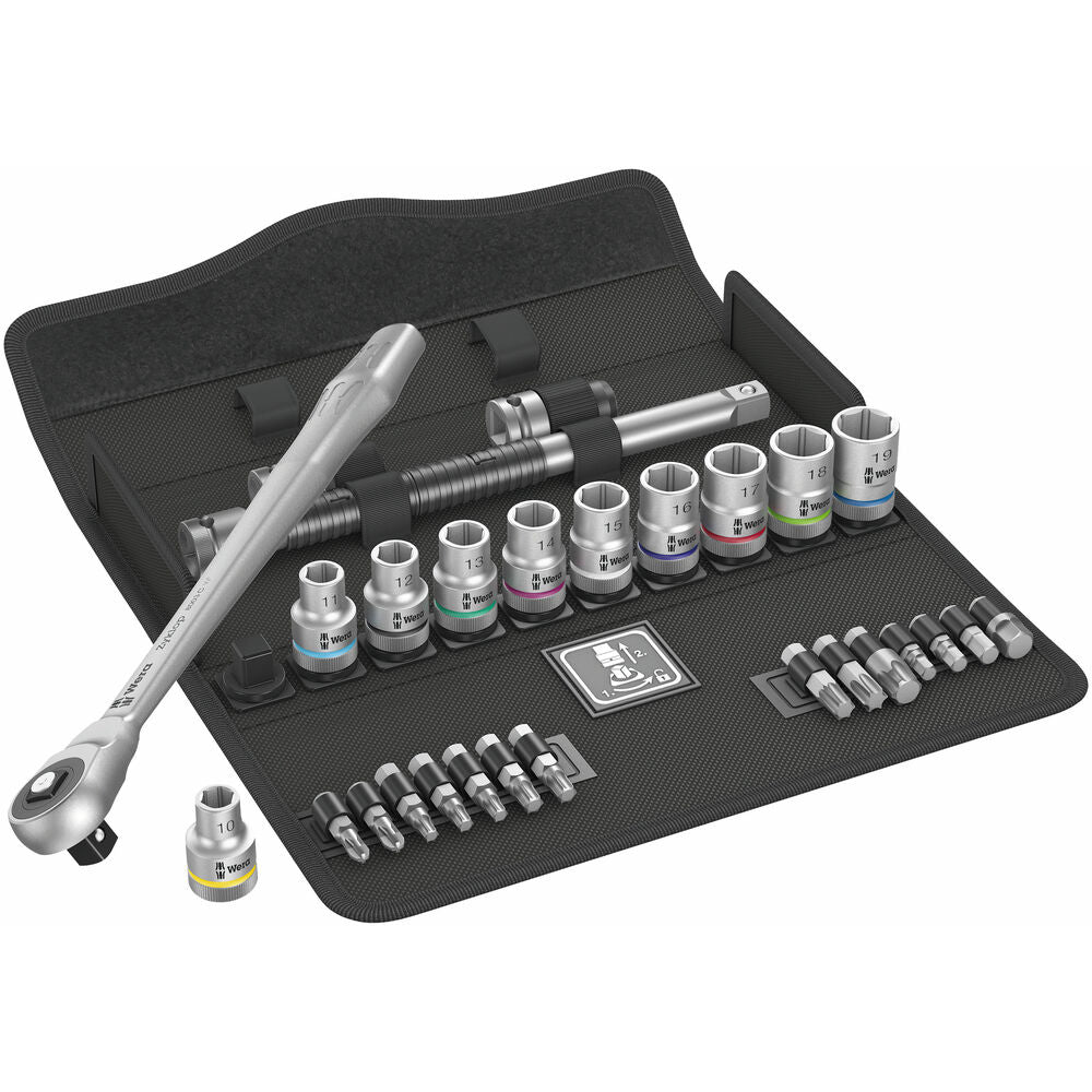 Wera - 8100 SC 7 Zyklop Metal-Knarrensatz, Durchsteckvierkant, 1/2"-Antrieb, metrisch, 28‑teilig