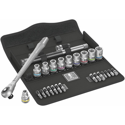Wera - 8100 SC 7 Zyklop Metal-Knarrensatz, Durchsteckvierkant, 1/2"-Antrieb, metrisch, 28‑teilig