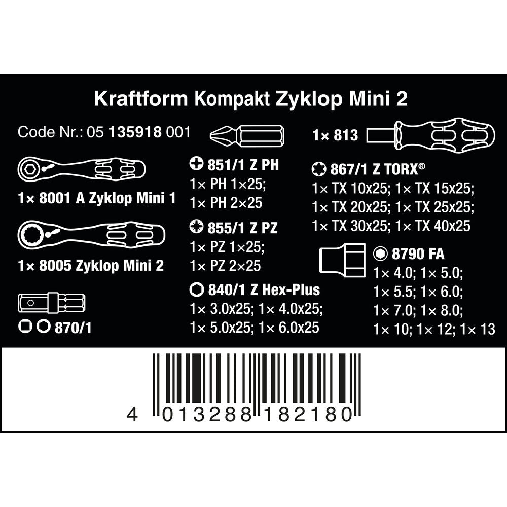 Wera - Kraftform Kompakt Zyklop Mini 2 27 tlg. - 05135918001