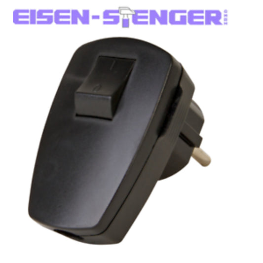Kopp - Kunststoff-Schutzkontakt-Stecker, mit 2-poligem Wippenschalter, schwarz - 170405009