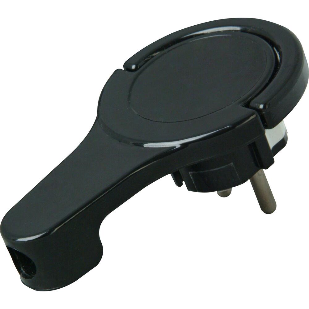 Kopp - Kunststoff-Schutzkontakt-Winkelstecker, extraflach, mit Bügel, 2 Schutzkontaktsysteme gemäß Norm CEE 7/VII, für Kabel bis 3×1,5mm², Farbe: schwarz - 172005030