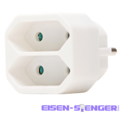 Kopp - Adapter, 2-fach: Anschluss für 2 Euro-Stecker (2x 2,5A), erhöhter Berührungsschutz, Farbe: arktisweiß - 174102001