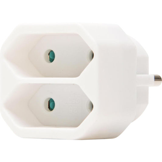 Kopp - Adapter, 2-fach: Anschluss für 2 Euro-Stecker (2x 2,5A), erhöhter Berührungsschutz, Farbe: arktisweiß - 174102001