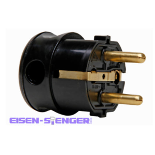 KOPP - Kunststoff-Schutzkontakt-Winkelstecker, 2 Schutzkontaktsysteme, für Kabel bis 3×1,5mm², schwarz - 178505000