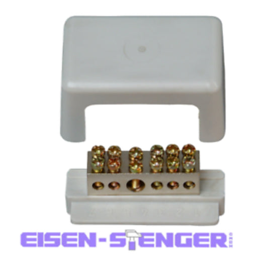 Kopp - Bad-Erdungsschiene, Anschlussmöglichkeiten: 1x 6 -25mm² und 5x 1,5 – 6mm² - 347001005