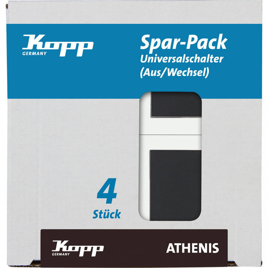 Kopp - ATHENIS – Profi-Pack: 4 Universalschalter (Aus-/Wechsel), Farbe: anthrazit - 589615055