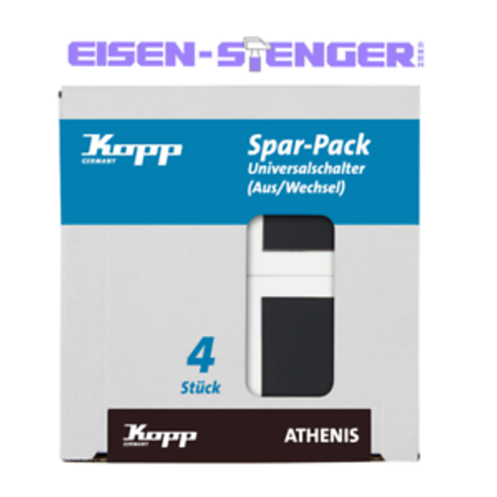 Kopp - ATHENIS – Profi-Pack: 4 Universalschalter (Aus-/Wechsel), Farbe: anthrazit - 589615055