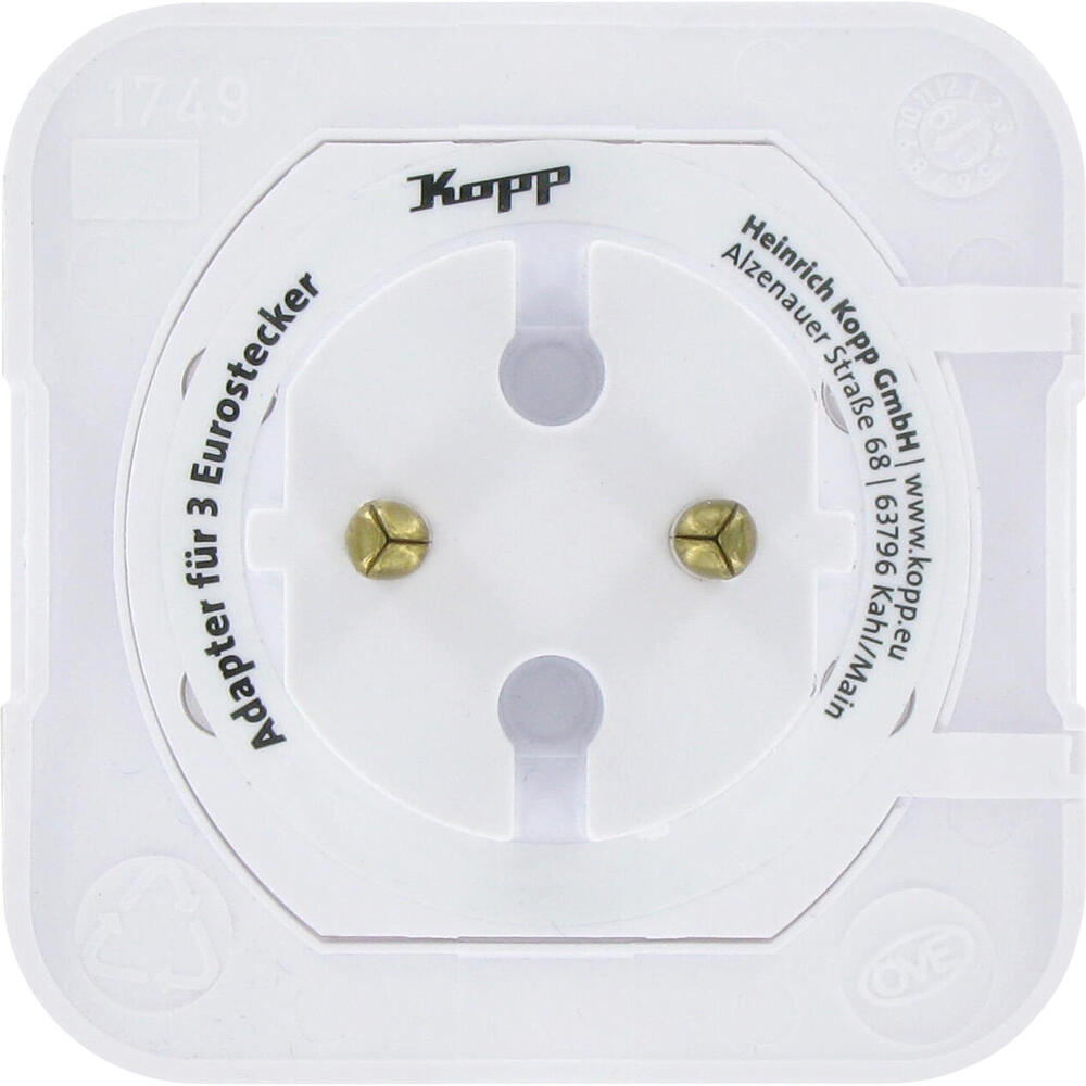 Kopp - Adapter, 3-fach: Anschluss für 3 Euro-Stecker (3x 2,5A) - 174902005