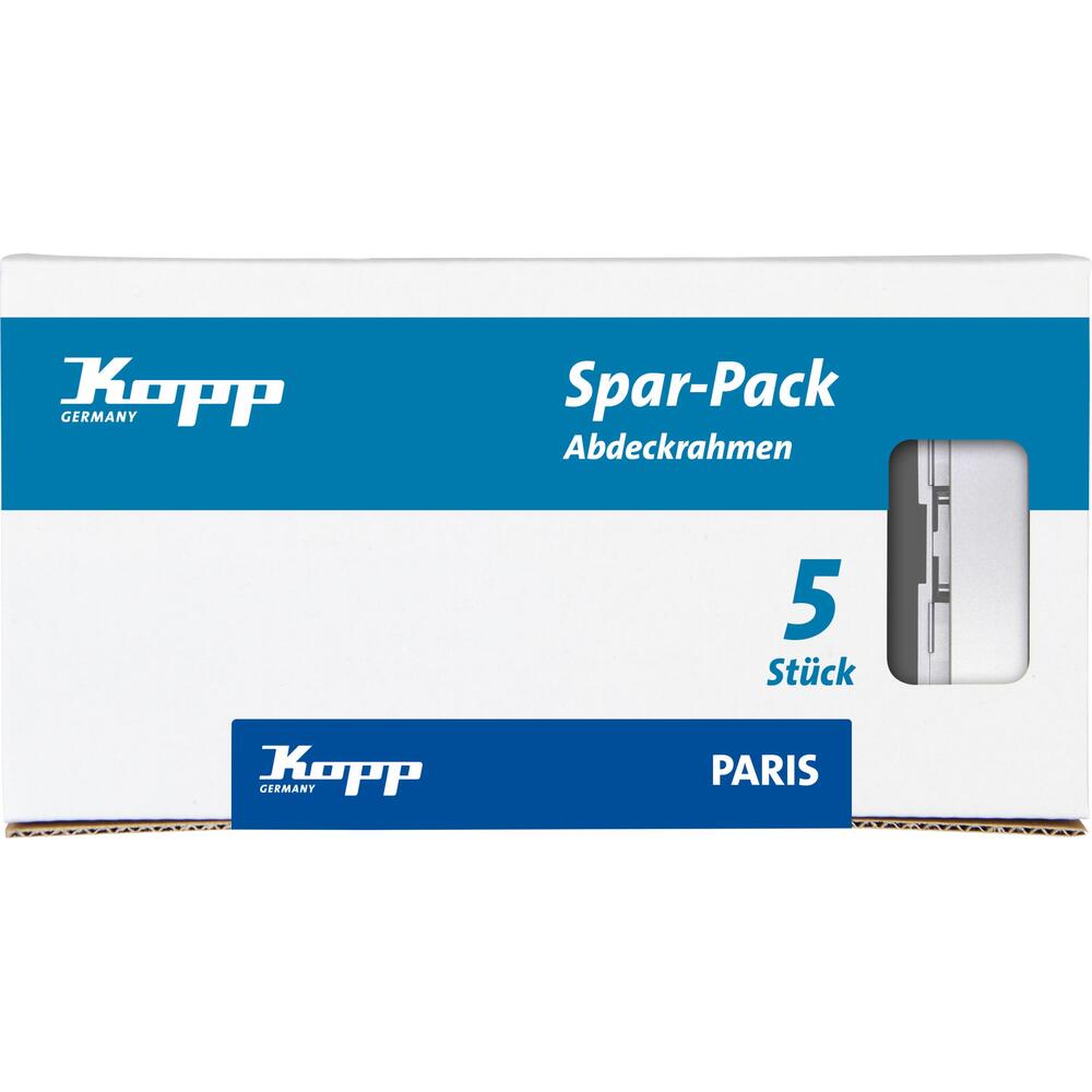 Kopp - PARIS – Profi-Pack: 5x Abdeckrahmen 2-fach, Farbe:silber - 402520010