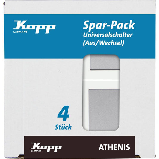 Kopp - ATHENIS – Profi-Pack: 4 Universalschalter (Aus-/Wechsel), Farbe: stahl - 589647058