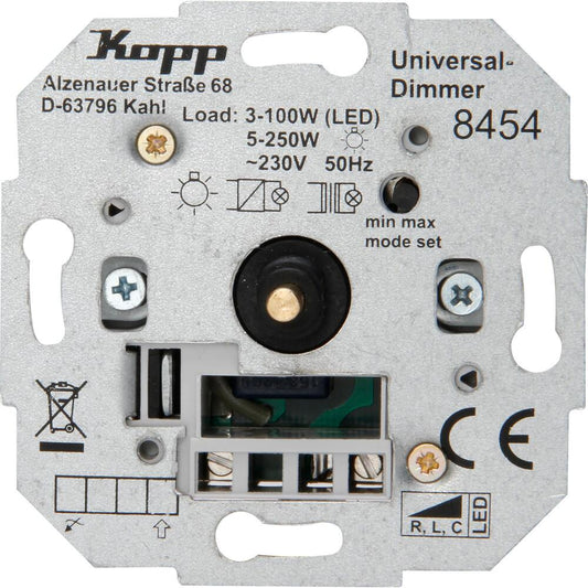 Kopp - Universaldimmer RLC 100W, Farbe: aluminium - 845400188