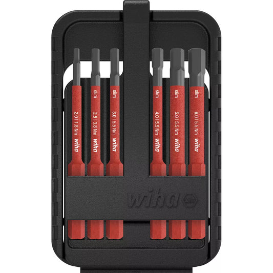 Wiha 43156 electricSechskant 6-TLG. in slimBit-Box Bit Set Rot