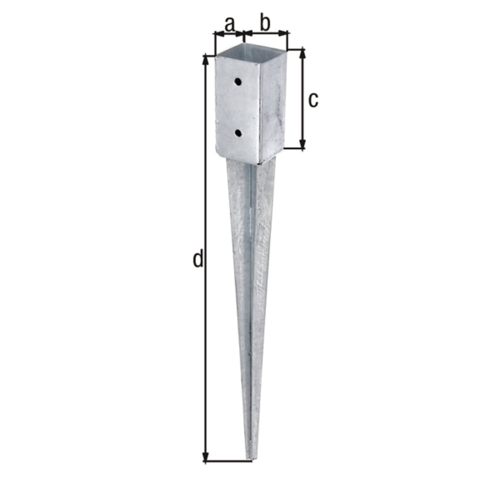 Alberts - Einschlag-Bodenhülse für Vierkantholzpfosten, 71 mm - 211271