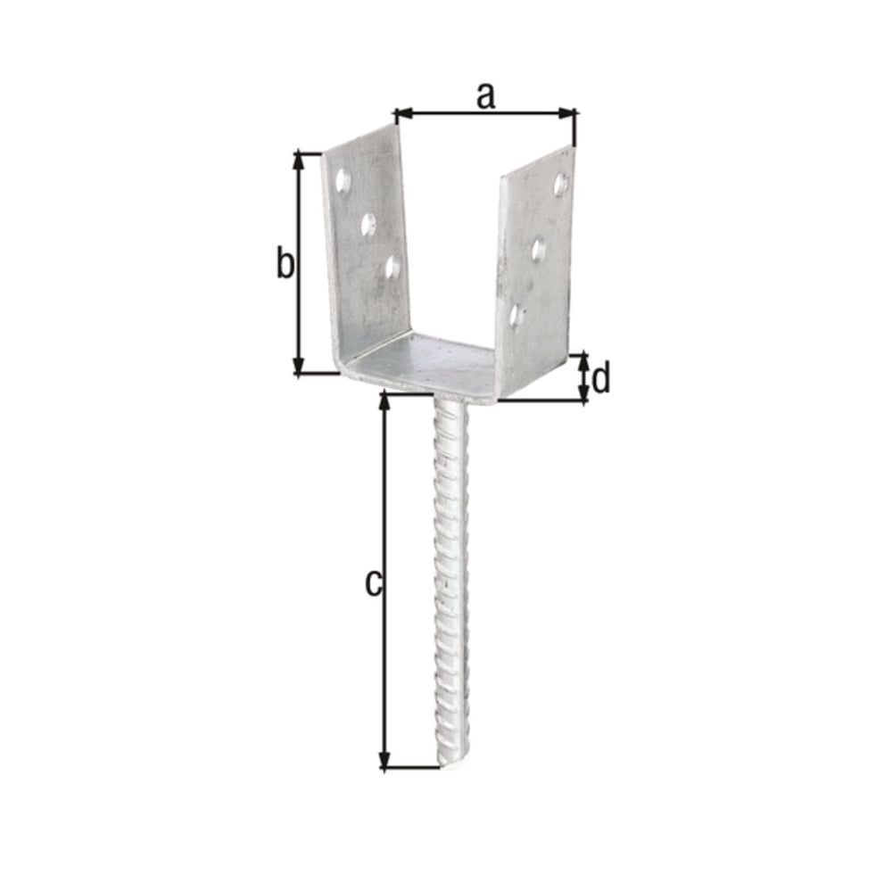 Alberts - U-Pfostenträger mit Betonanker aus Riffelstahl, 91x100 - 214265