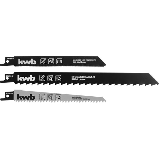 kwb - Säbelsägeblätter, 3 Stück, für Holz und Metall - 576003