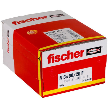 Fischer - Nageldübel N 8 x 60/20 F Flachkopf (100) - 513701