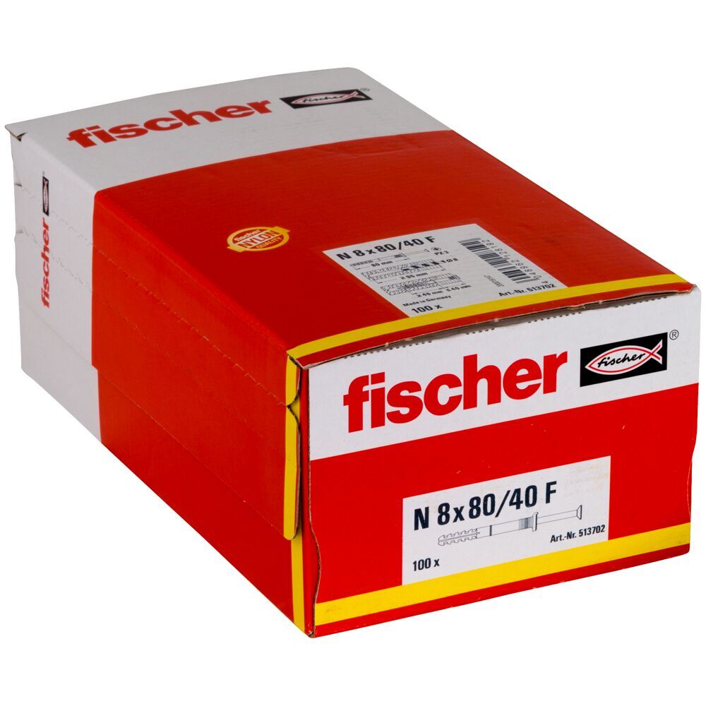 Fischer - Nageldübel N 8X80/40 F Flachkopf (100) - 513702