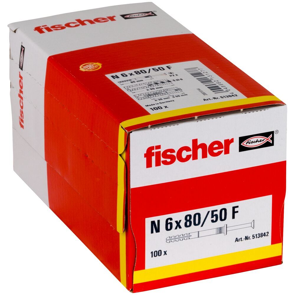 Fischer - Nageldübel N 6X80/50 F (100) - 513842