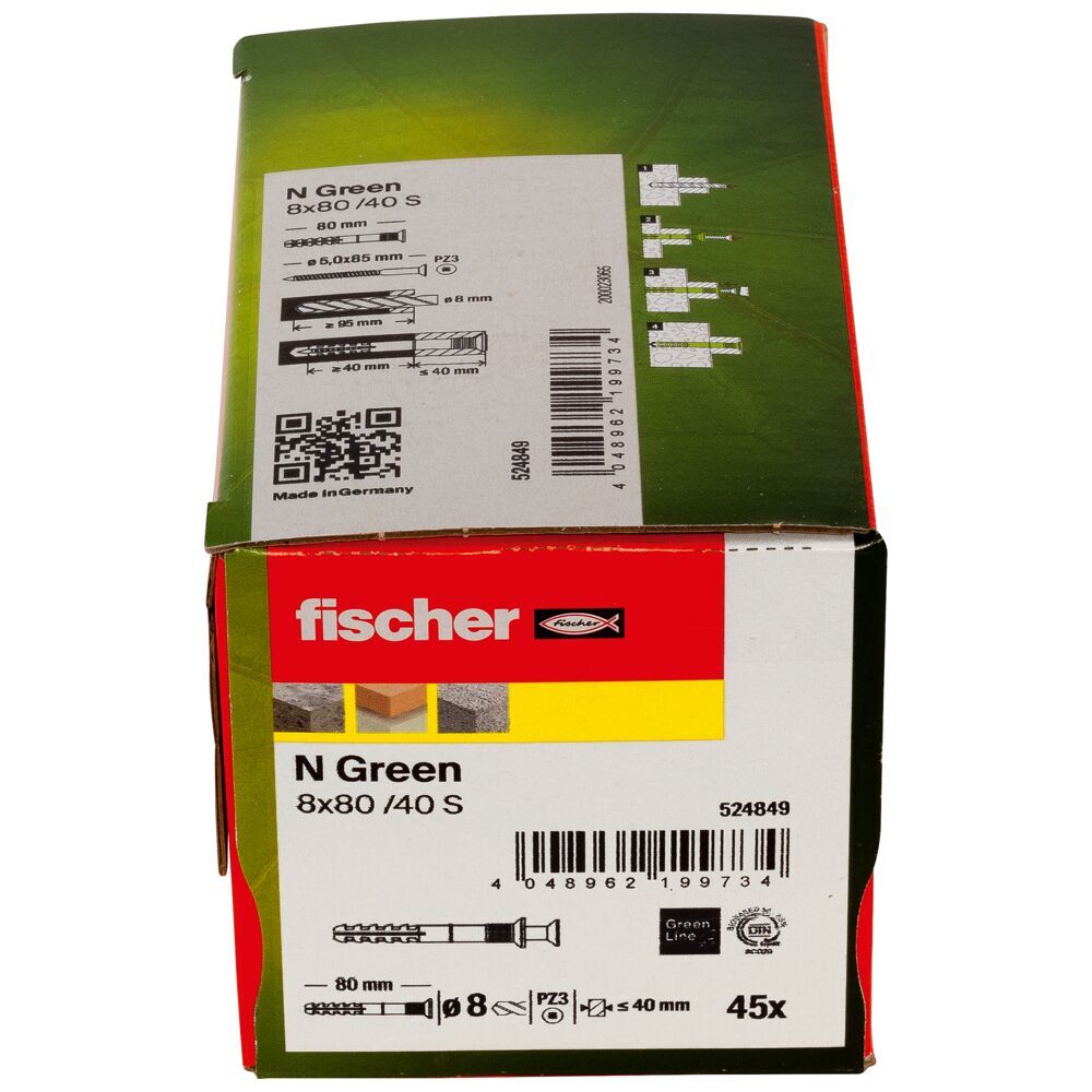 Fischer - Nageldübel N Green 8X80/40 S (45) - 524849