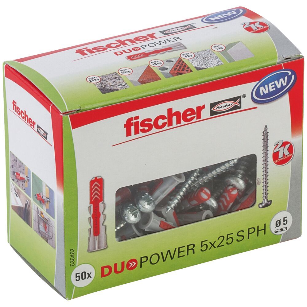 Fischer - DuoPower 5 x 25 PH LD mit Panhead-Schraube - 535462