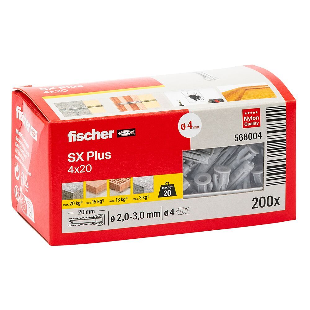 Fischer - Spreizdübel SX Plus 4 x 20 (200 Stück) - 568004