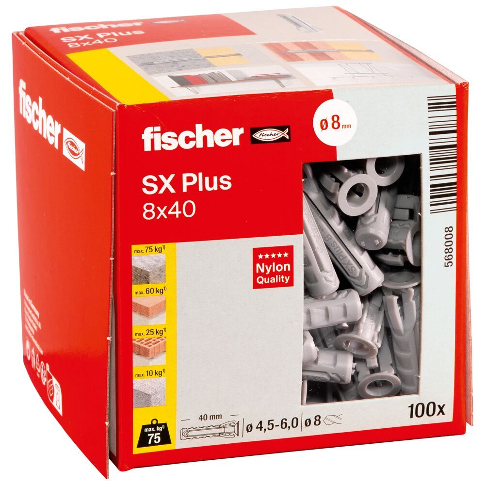 Fischer - Dübel SX Plus 8x40 (100 Stück) - 568008