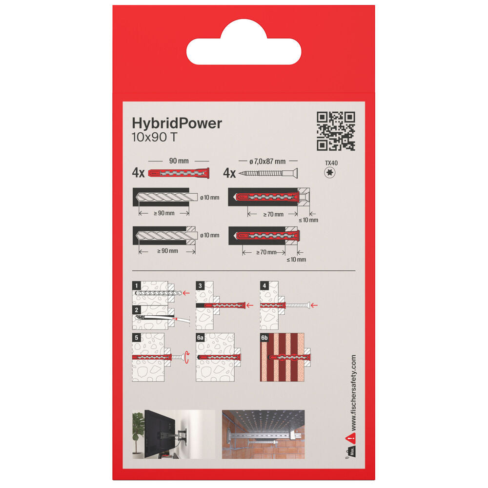 Fischer - HybridPower 10 x 90 T K 4 Stück - 577393