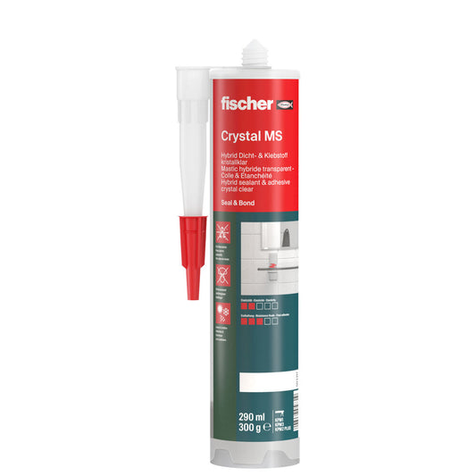 Fischer - Dicht- und Bauklebstoff Crystal MS transparent 290 ml - 503317
